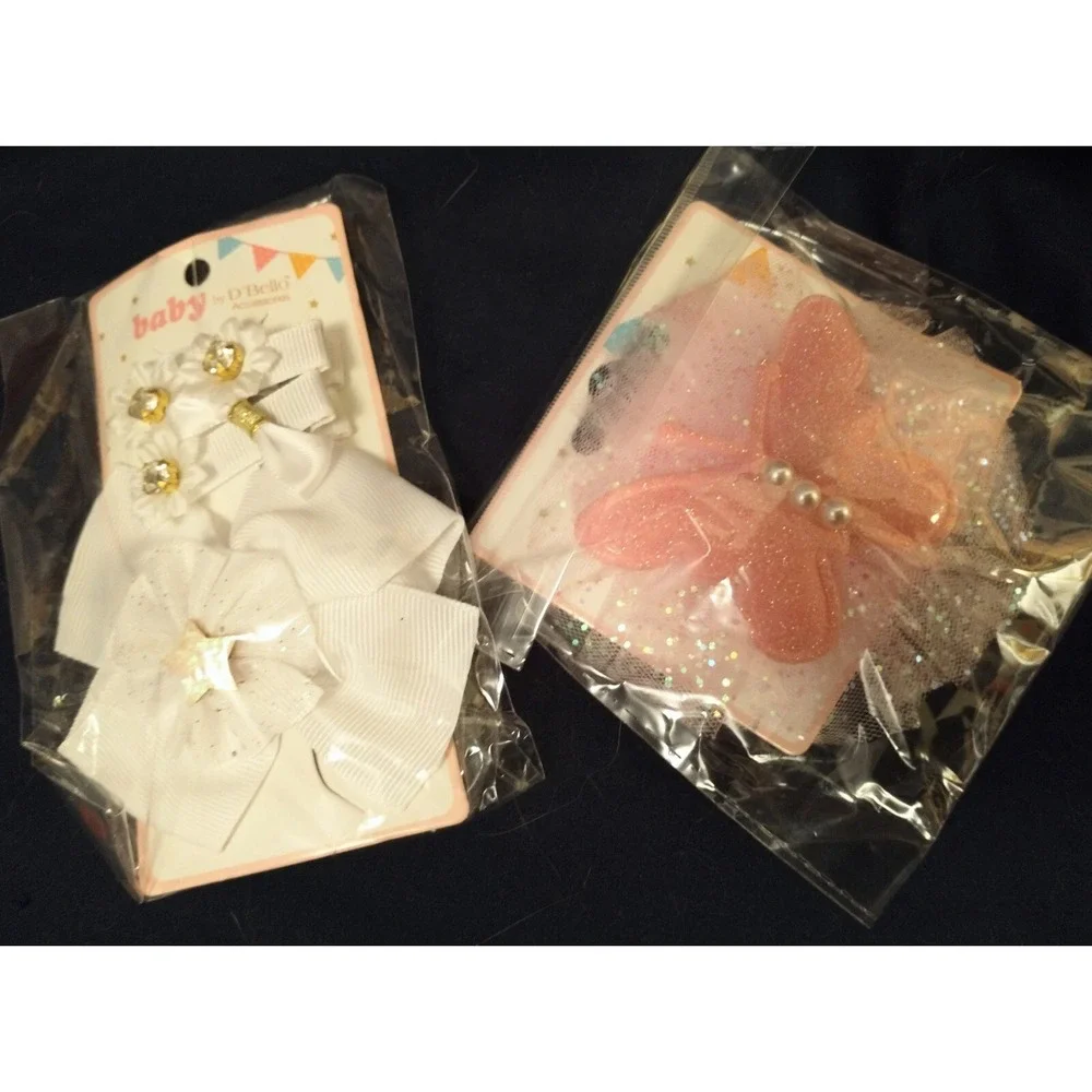 D'Bello Accessories Infant/Girls Hair Clip Baby Butterfly Star Sparkle Set Of 5